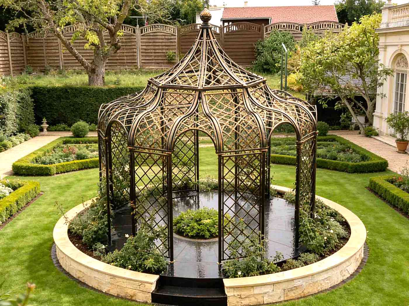 Gartenlaube Metall, Viktorianischer Metallpavillon, Rankgitter Pavillon, Die YSGH-219 Gartenlaube: Ein viktorianischer Metall-Pavillon